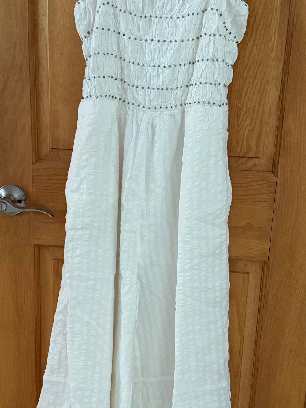 Free People Cream/white Textured Jumpsuit